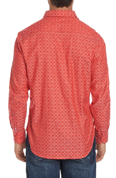 Shop Robert Graham Diamante Classic Fit Print Sport Shirt In Coral