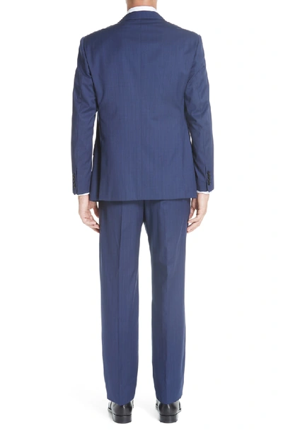 Shop Emporio Armani G-line Trim Fit Sharkskin Wool Suit In Blue