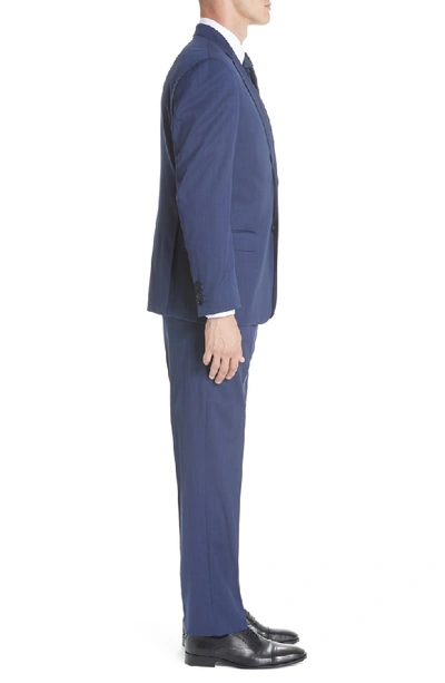 Shop Emporio Armani G-line Trim Fit Sharkskin Wool Suit In Blue