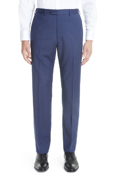 Shop Emporio Armani G-line Trim Fit Sharkskin Wool Suit In Blue