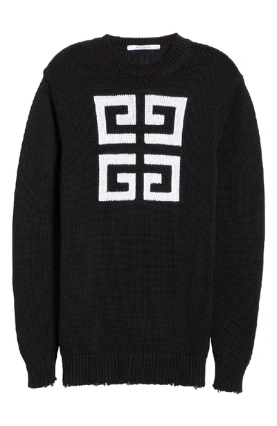 Shop Givenchy Logo Cotton Sweater In Black/ White