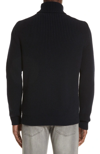 Shop Eidos Ribbed Merino Wool Turtleneck Sweater In Navy