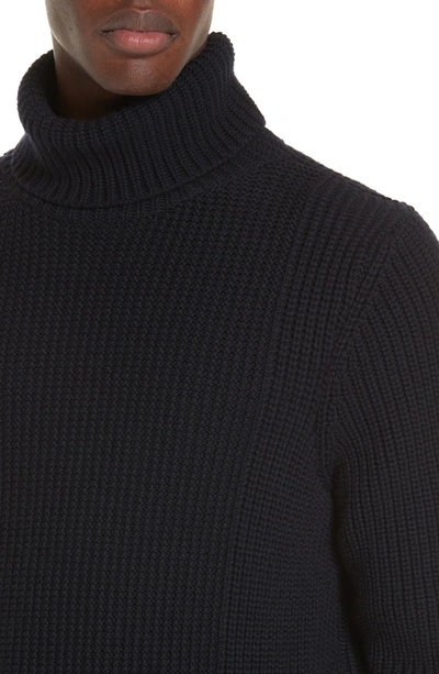 Shop Eidos Ribbed Merino Wool Turtleneck Sweater In Navy
