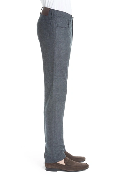 Shop Canali Flat Front Flannel Wool Five-pocket Trousers In Charcoal