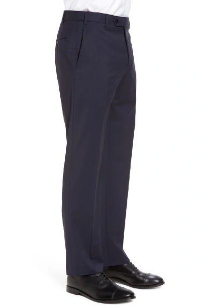 Shop Zanella Devon Flat Front Classic Fit Solid Wool Serge Dress Pants In Navy