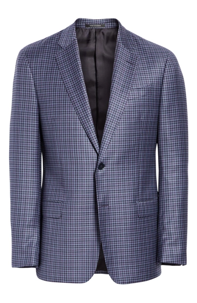 Shop Emporio Armani G Line Trim Fit Check Wool Sport Coat In Purple