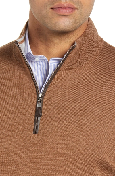 Shop Peter Millar Crown Soft Wool Blend Quarter Zip Sweater In Brown