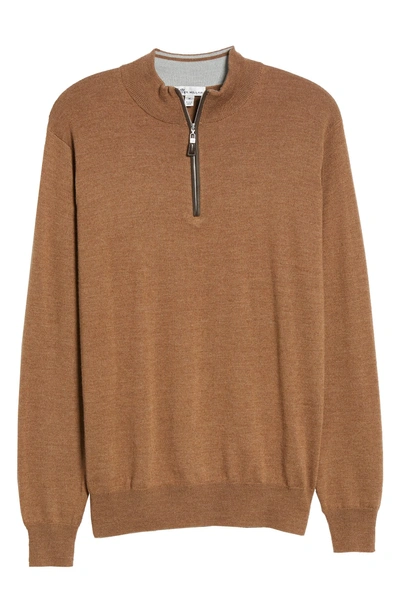 Shop Peter Millar Crown Soft Wool Blend Quarter Zip Sweater In Brown