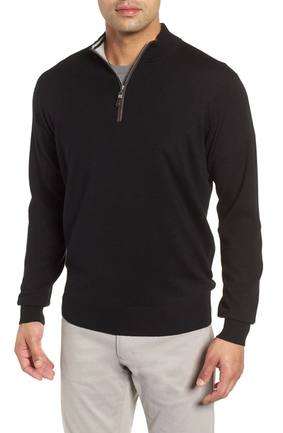 Shop Peter Millar Crown Soft Wool Blend Quarter Zip Sweater In Black