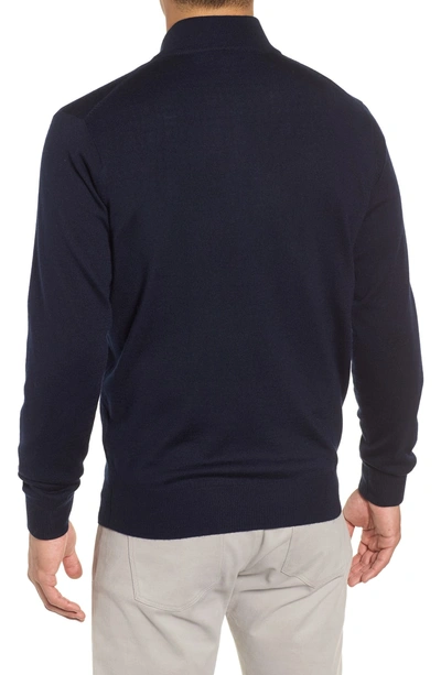 Shop Peter Millar Crown Soft Wool Blend Quarter Zip Sweater In Navy
