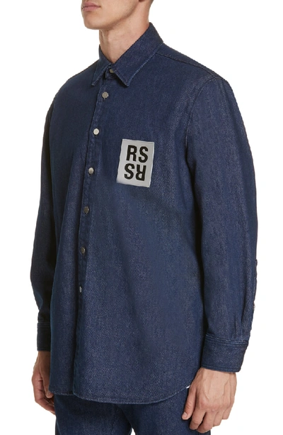 Shop Raf Simons Carry Over Denim Shirt In Dark Navy