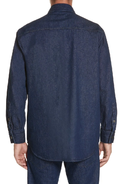 Shop Raf Simons Carry Over Denim Shirt In Dark Navy