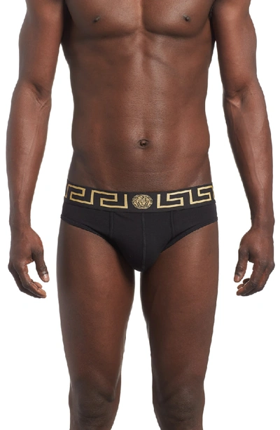 Shop Versace Low Rise Briefs In Black/ Gold