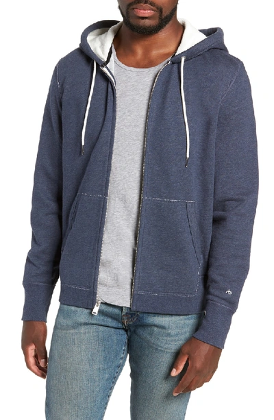 Shop Rag & Bone Standard Issue Zip Hoodie In Navy Melange