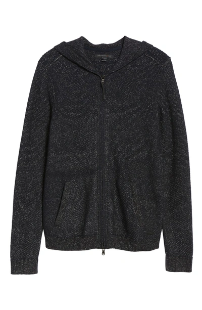 Shop John Varvatos Mixed Stitch Zip Hoodie In Black