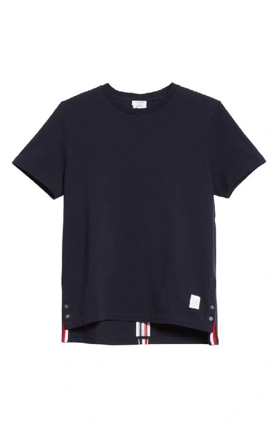 Shop Thom Browne Stripe Crewneck T-shirt In Navy