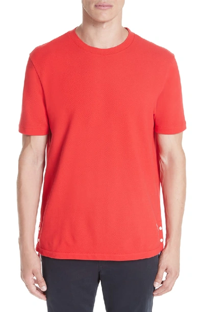 Shop Thom Browne Stripe Crewneck T-shirt In Red