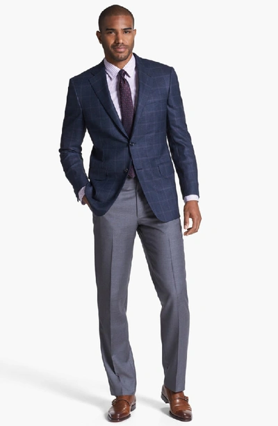 Shop Santorelli Luxury Flat Front Wool Dress Pants In Medium Grey