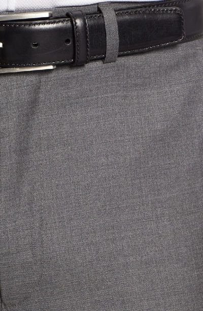 Shop Santorelli Luxury Flat Front Wool Dress Pants In Medium Grey