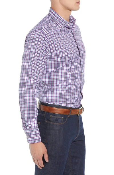 Shop Peter Millar Ramsey Regular Fit Check Performance Sport Shirt In Purple