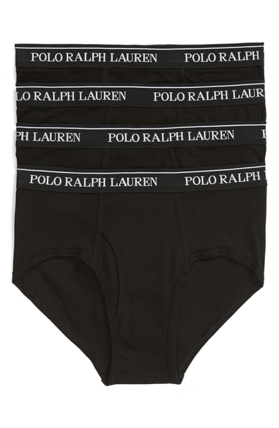 Shop Lauren Ralph Lauren 4-pack Low Rise Cotton Briefs In Polo Black