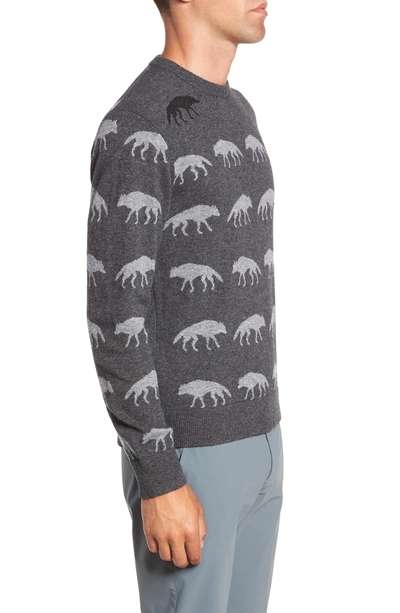 Shop Greyson Alphawolf Intarsia Crewneck Sweater In Grey Heather