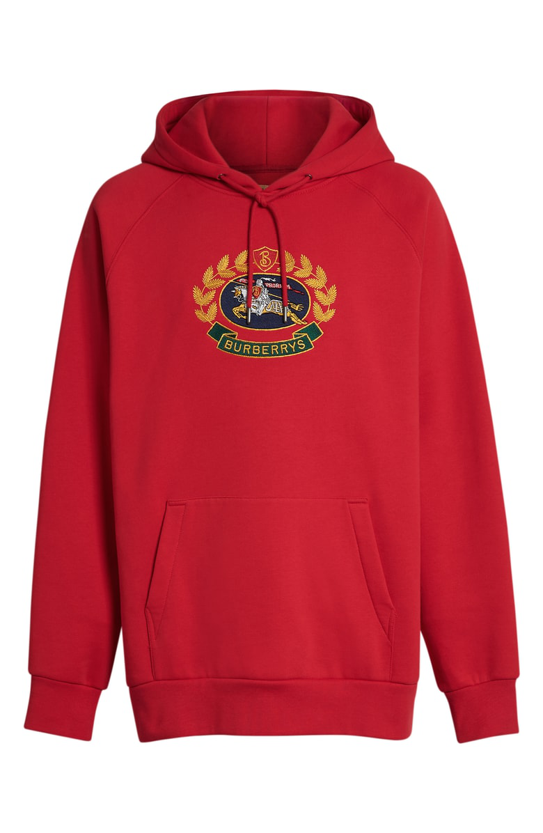 embroidered archive logo jersey hoodie