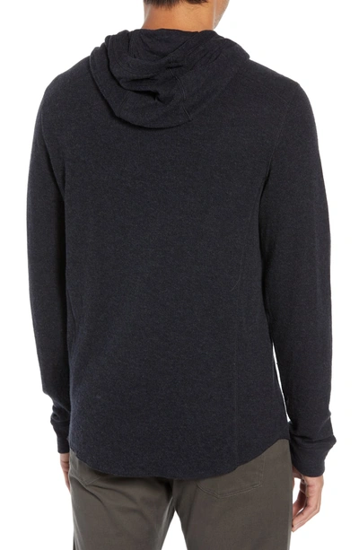 Shop Vince Double Knit Hoodie In H Manhattan Navy