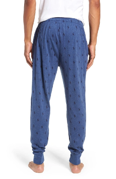 Shop Polo Ralph Lauren Cotton Lounge Pants In Blue Heather/ Cruise Navy