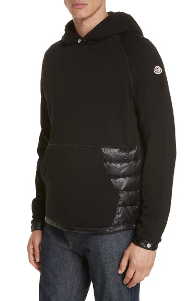 Shop Moncler Maglia Quilted & Knit Hoodie In Black