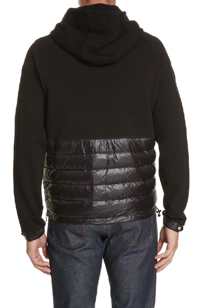 Shop Moncler Maglia Quilted & Knit Hoodie In Black