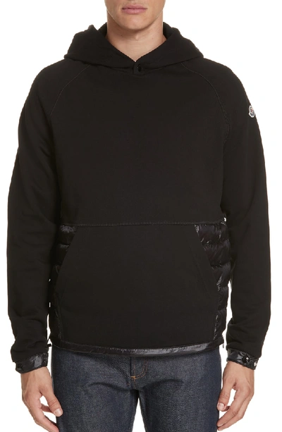 Shop Moncler Maglia Quilted & Knit Hoodie In Black