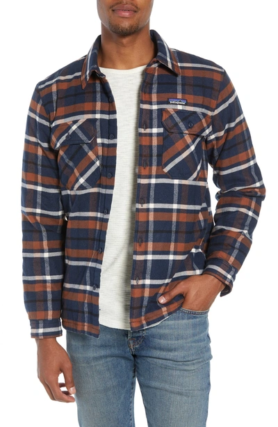 Shop Patagonia 'fjord' Flannel Shirt Jacket In Toms Place/ Navy Blue