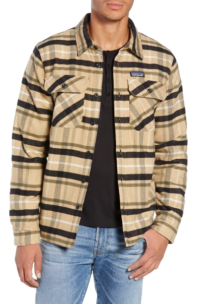 Shop Patagonia 'fjord' Flannel Shirt Jacket In Toms Place/ Mojave Khaki