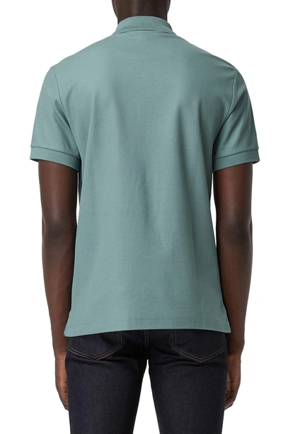Shop Burberry Densford Pique Polo In Dusty Teal
