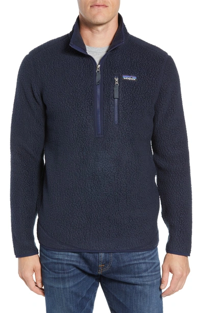 Shop Patagonia Retro Pile Fleece Zip Jacket In Navy Blue