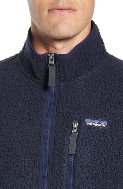 Shop Patagonia Retro Pile Fleece Zip Jacket In Navy Blue
