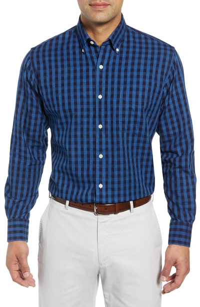 Shop Peter Millar Portage Regular Fit Gingham Sport Shirt In Blue