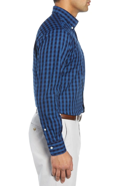 Shop Peter Millar Portage Regular Fit Gingham Sport Shirt In Blue