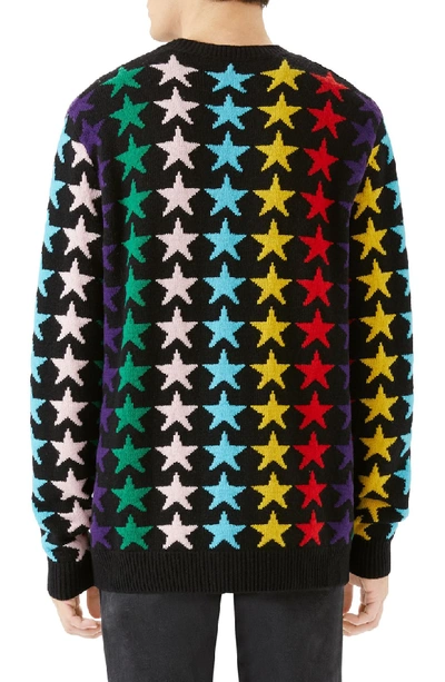 Shop Gucci Allover Jacquard Stars Wool Sweater In Black