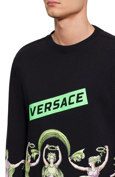Shop Versace Print Crewneck Sweatshirt In Black