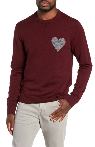 Michael Bastian Heart Intarsia Regular Fit Merino Wool Sweater In Beetroot ModeSens