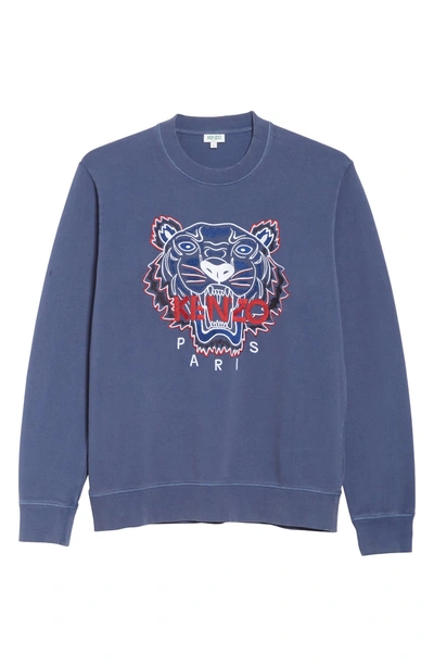 Shop Kenzo Bleached Embroidered Tiger Sweatshirt In 78-navy