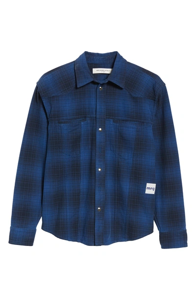 Shop Mr Completely Western Flannel Slim Shirt In Blue