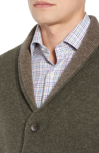 Shop Peter Millar Merino Wool & Yak Down Shawl Collar Cardigan In Beige