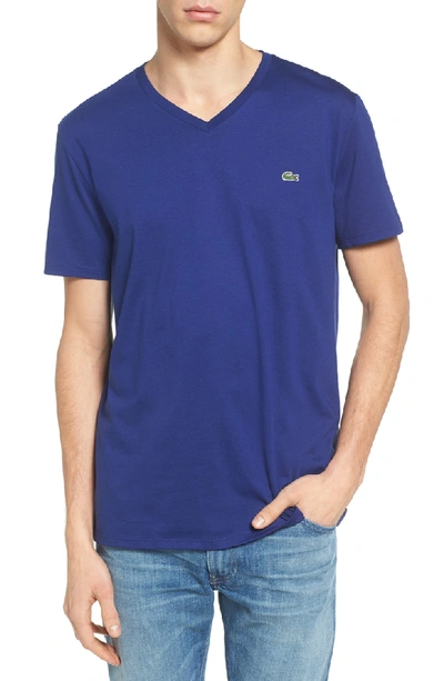 Shop Lacoste V-neck T-shirt In Ocean