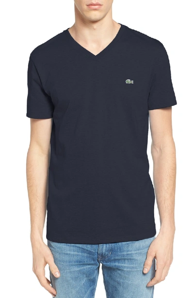 Shop Lacoste V-neck T-shirt In Navy Blue