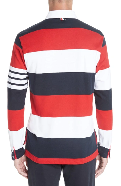 Shop Thom Browne Stripe Rugby Polo In Red/ Blue/ White