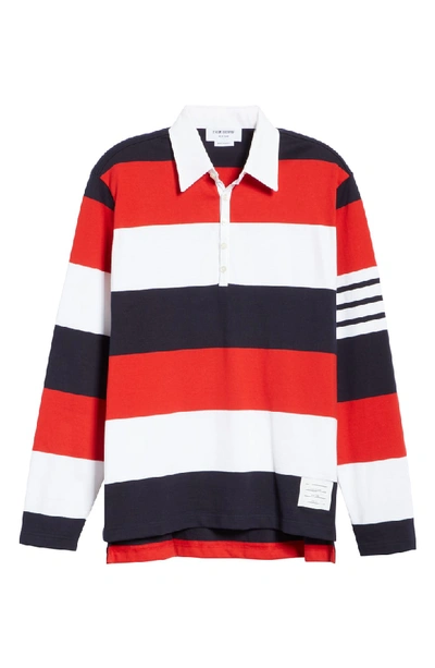 Shop Thom Browne Stripe Rugby Polo In Red/ Blue/ White