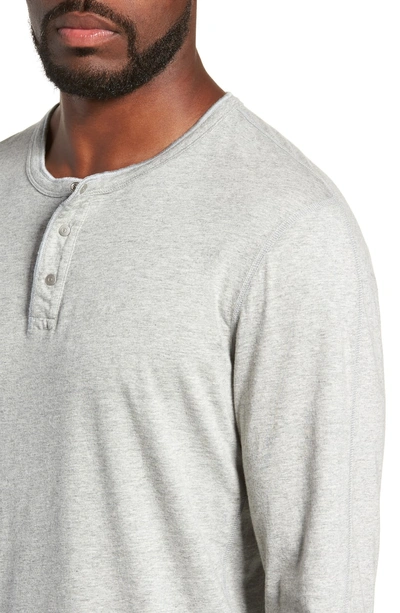 Shop Reigning Champ Long Sleeve Henley T-shirt In Heather Grey